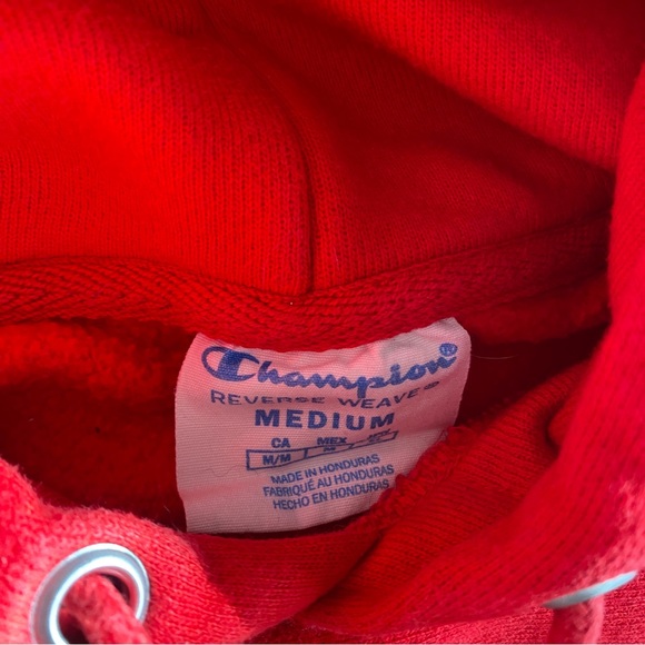 Vintage Champion Reverse Weave Ruby Red hoodie sweatshirt Size Medium - Picture 9 of 15